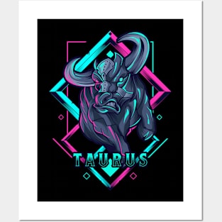 Zodiac TAURUS NEON Series Posters and Art